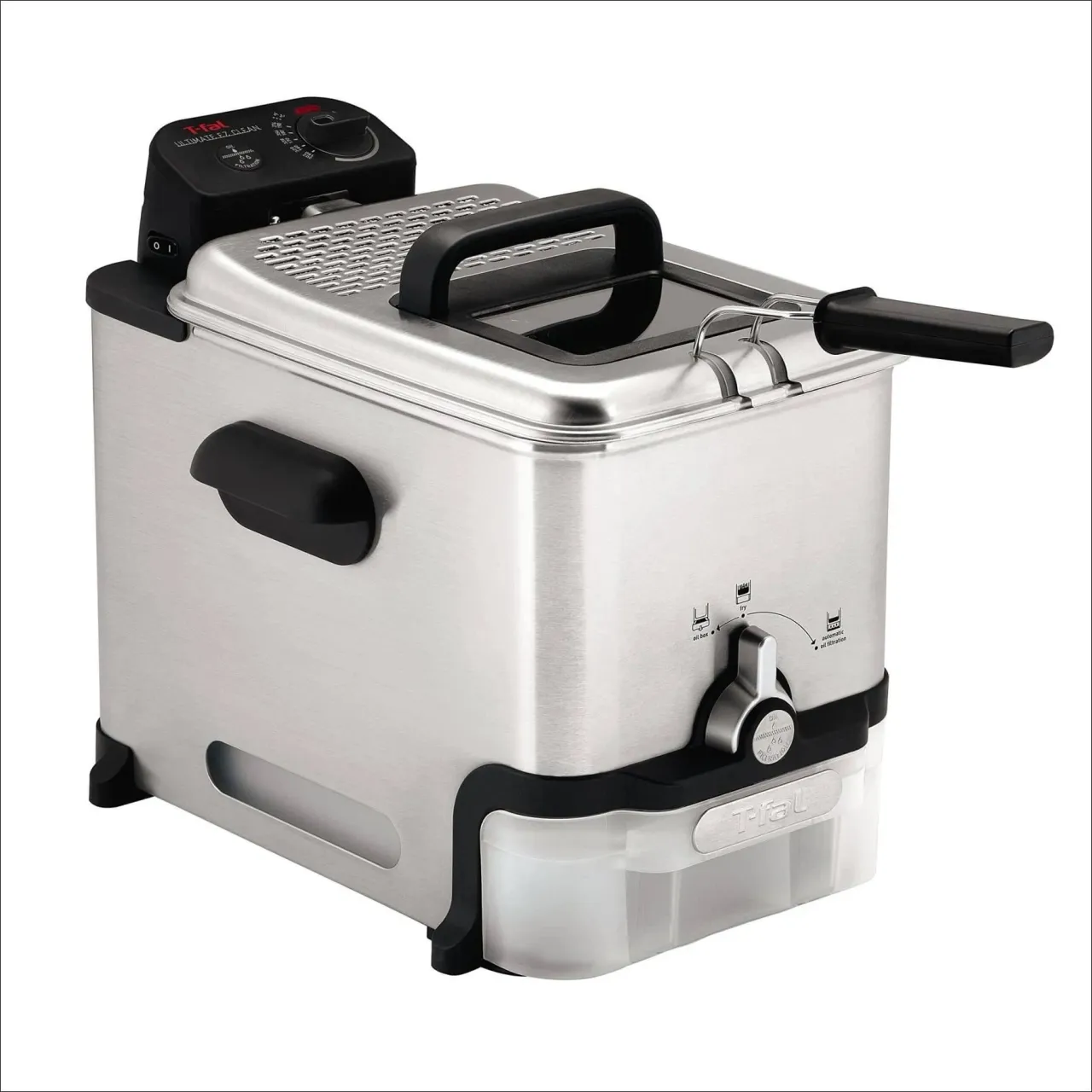 2 T-fal 3.5L Deep Fryer with Basket, 1700W, Oil Filtration, Temp Control, Digital Timer, Dishwasher Safe Parts