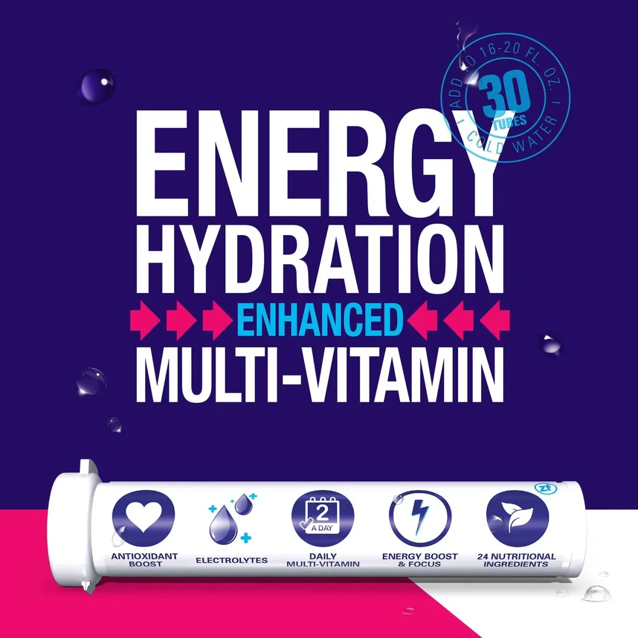 3 Zipfizz Multi-Vitamin Energy Hydration Drink Mix, Variety Pack, 30 Tubes