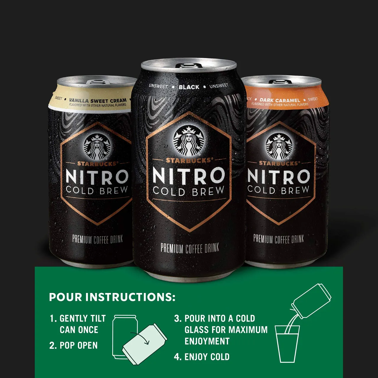 2 Starbucks Nitro Cold Brew, Plain Black, 9.6 fl oz Can (8 Pack) (Packaging Might Be Different)