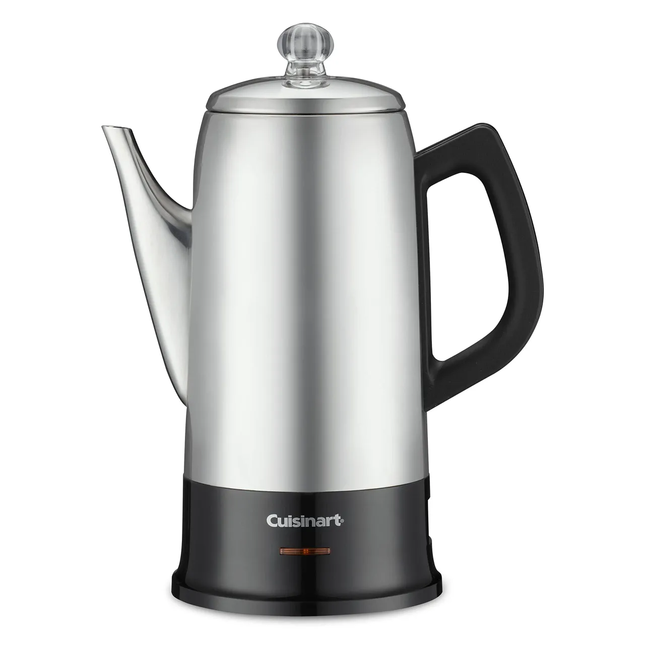 1 Classic Stainless-Steel Percolator by Cuisinart, with a 12-Cup Capacity and a sleek Black/Stainless Finish.