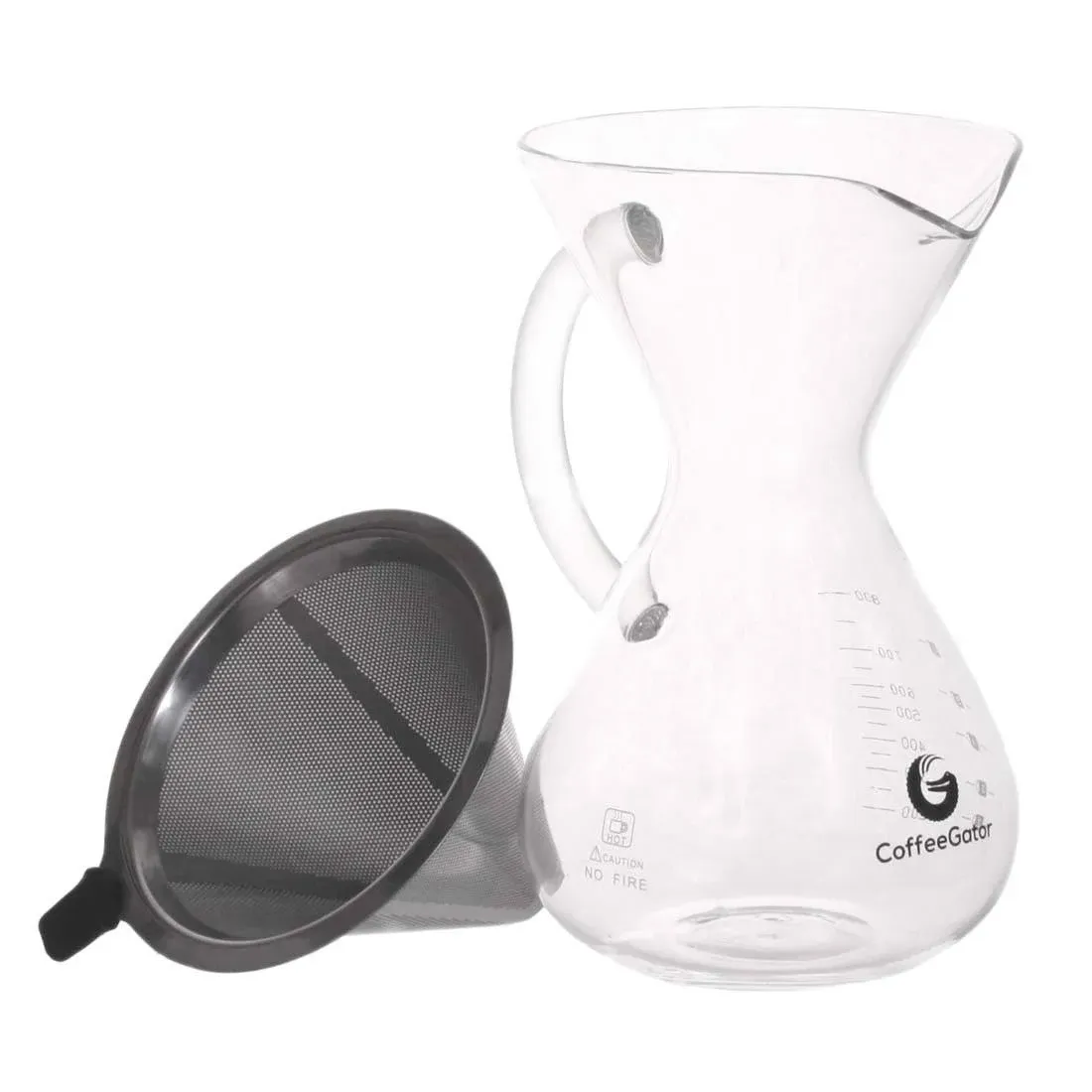 3 Clear Coffee Gator Paperless Pour Over Coffee Maker, 27 oz