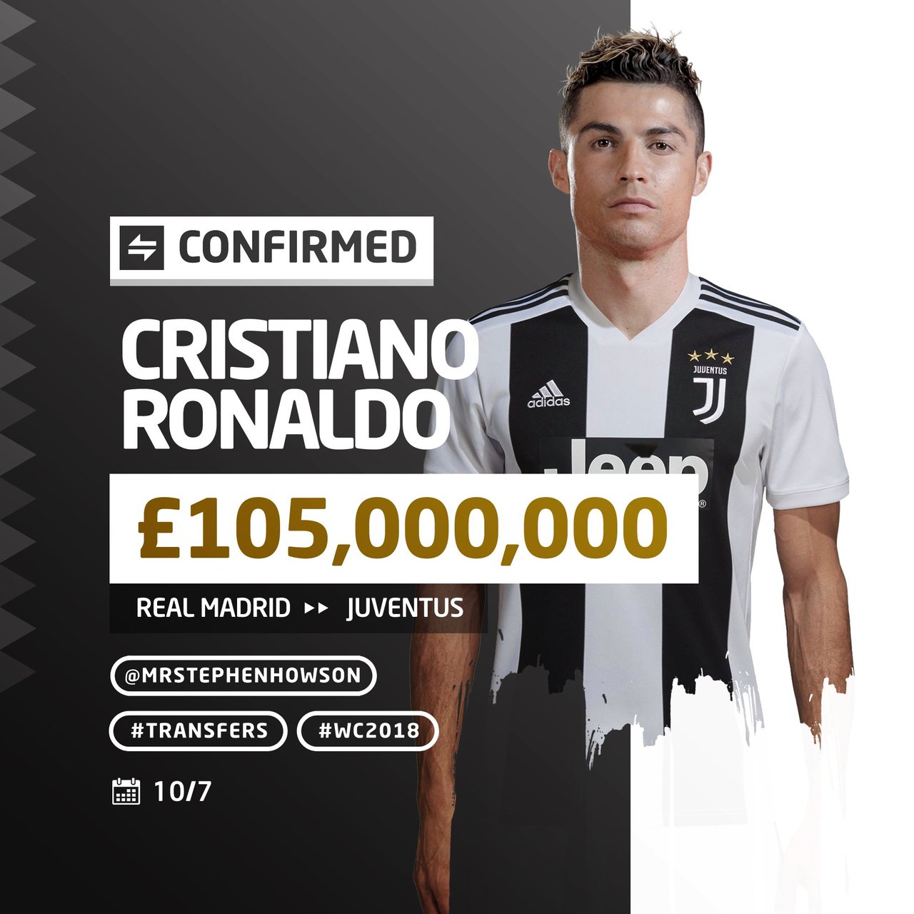 Cristiano Ronaldo joining Juventus in €100m deal from Real Madrid, Cristiano Ronaldo