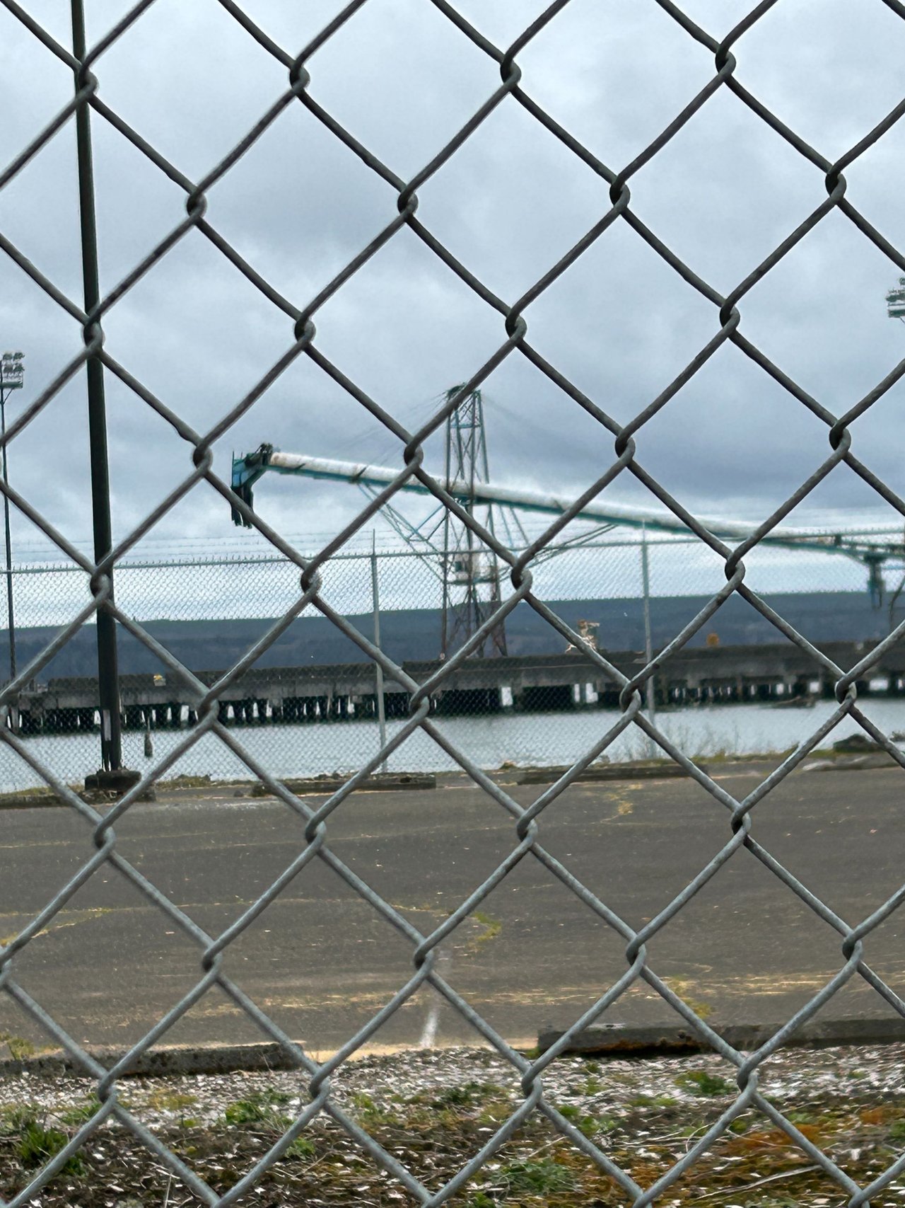 Conveyer belt that goes across street to pier