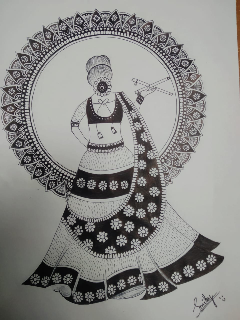 the drawing of Navratri celebration is made by me in 2 hours if the drawing  is beautiful then please follow - Brainly.in