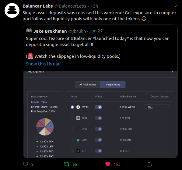 https://twitter.com/BalancerLabs/status/1277251962463977472