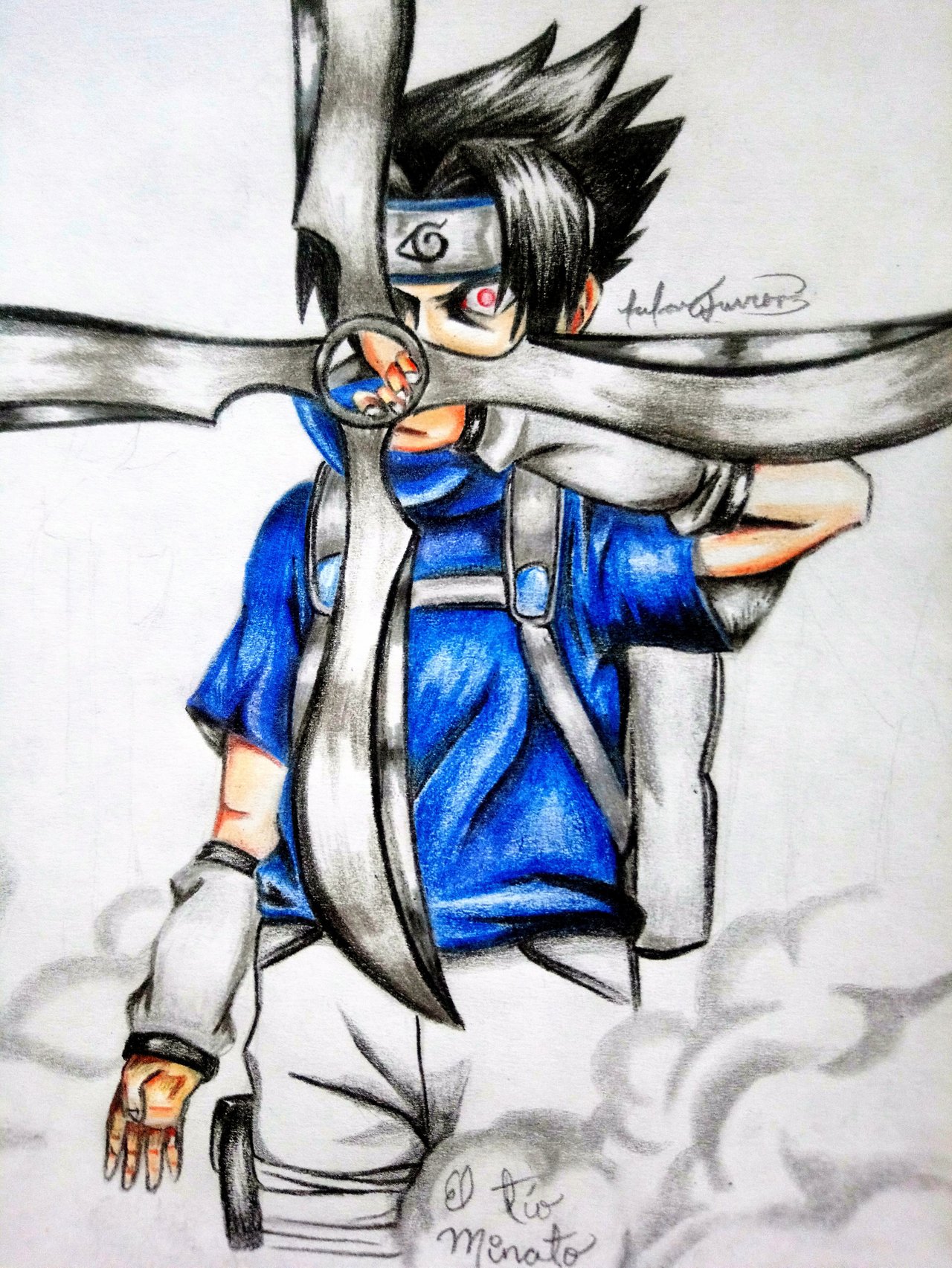 ESP-ENG] Dibujando a Sasuke Uchiha (Naruto) 🦅 Drawing Sasuke Uchiha (Naruto)  | PeakD