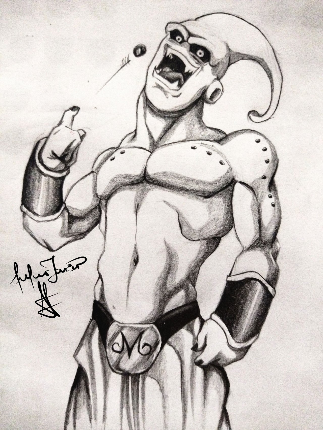 dibujo de majin boo  Dibujos, Dragon para dibujar, Dibujos extraños