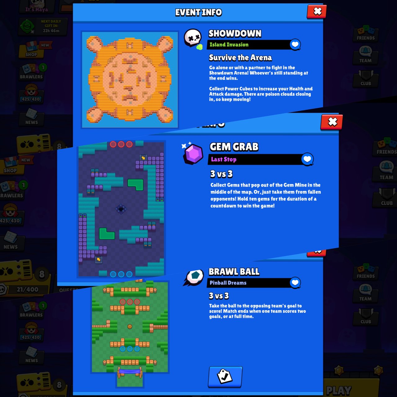 Brawl Stars events  Game modes overview