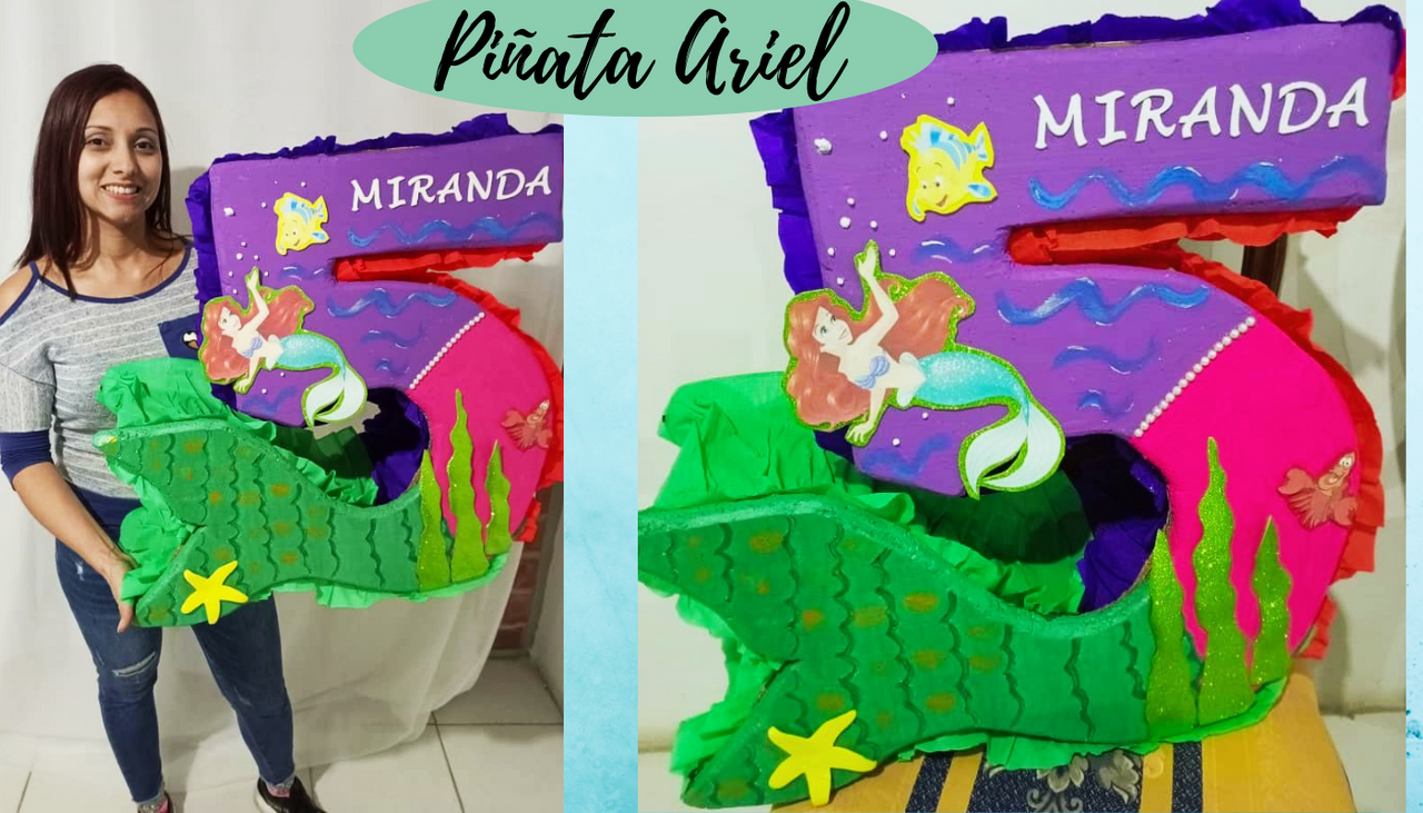 Piñata número 4 cola de sirena  Piñata de la sirenita, Piñatas