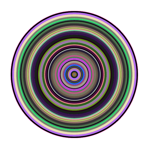 Circles artificially created and color using HSB scheme