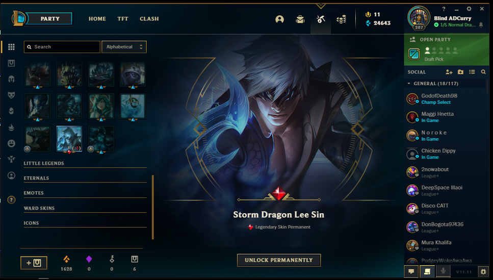 Storm Dragon Lee Sin champion skins in League of Legends