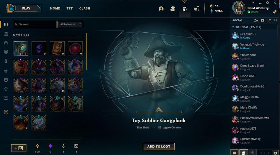 LoL Account With Toy Soldier Gangplank Skin
