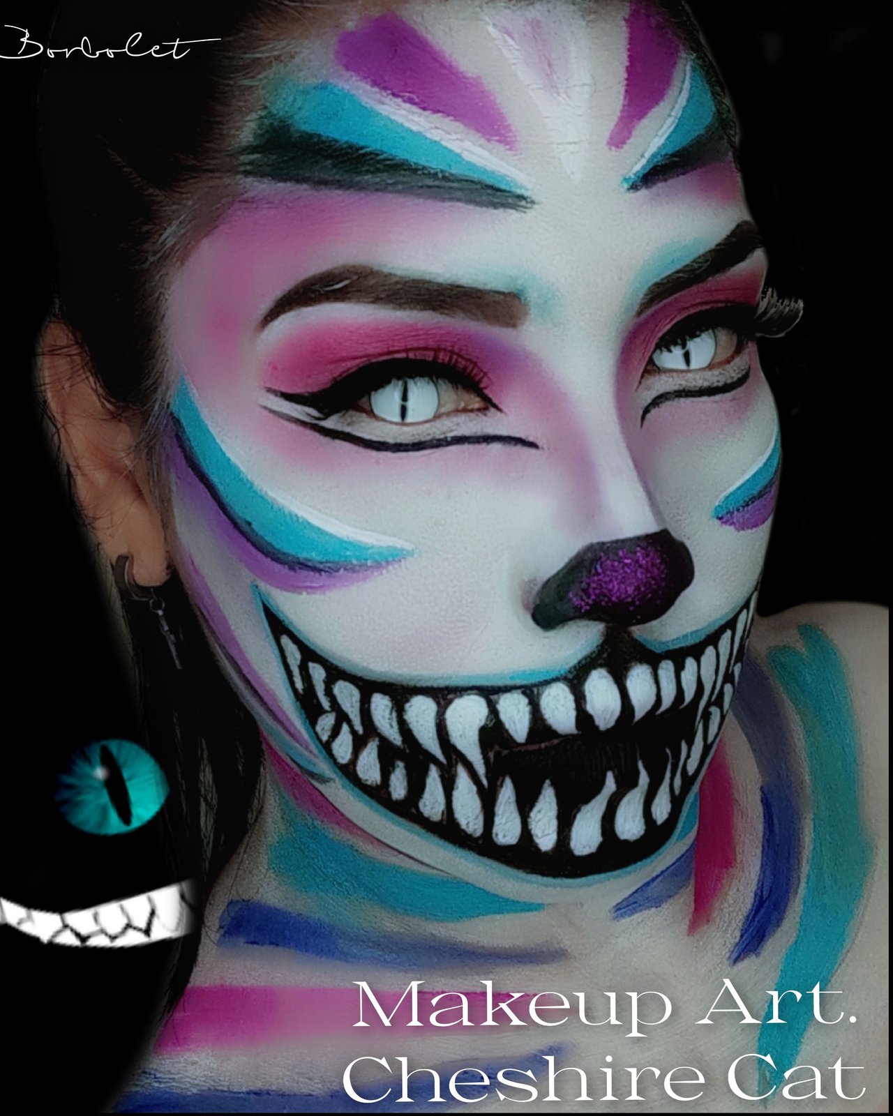 Artistic Makeup Inspired by the Cheshire Cat // Maquillaje artístico  inspirado en el gato de Cheshire.💜🌸🖌️🎨 | PeakD