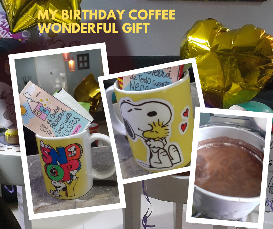 My birthday coffee wonderful gift  ☕🎂🙏🎁 Esp-Eng 