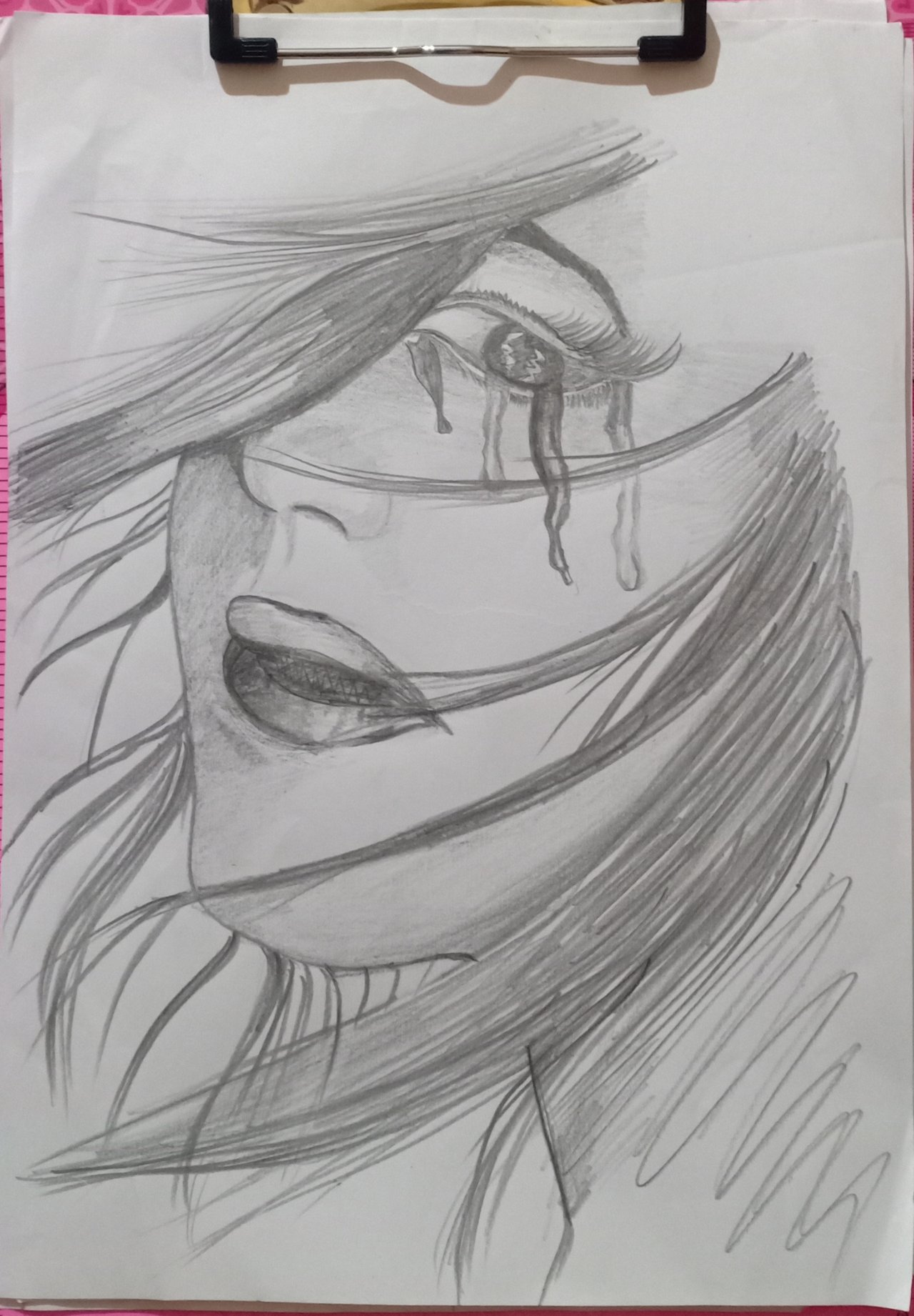 broken hearted girl drawing