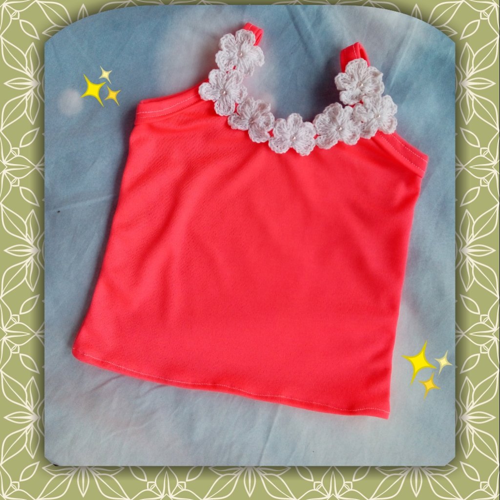 DIY Blusa de tirantes con flores tejidas hermosa para una nena