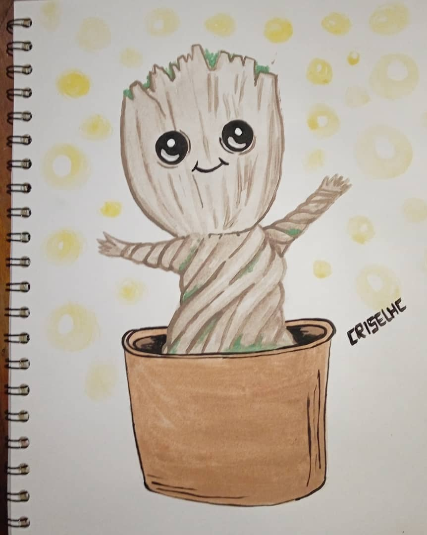 Drawing with watercolor/ Groot🤎 | PeakD