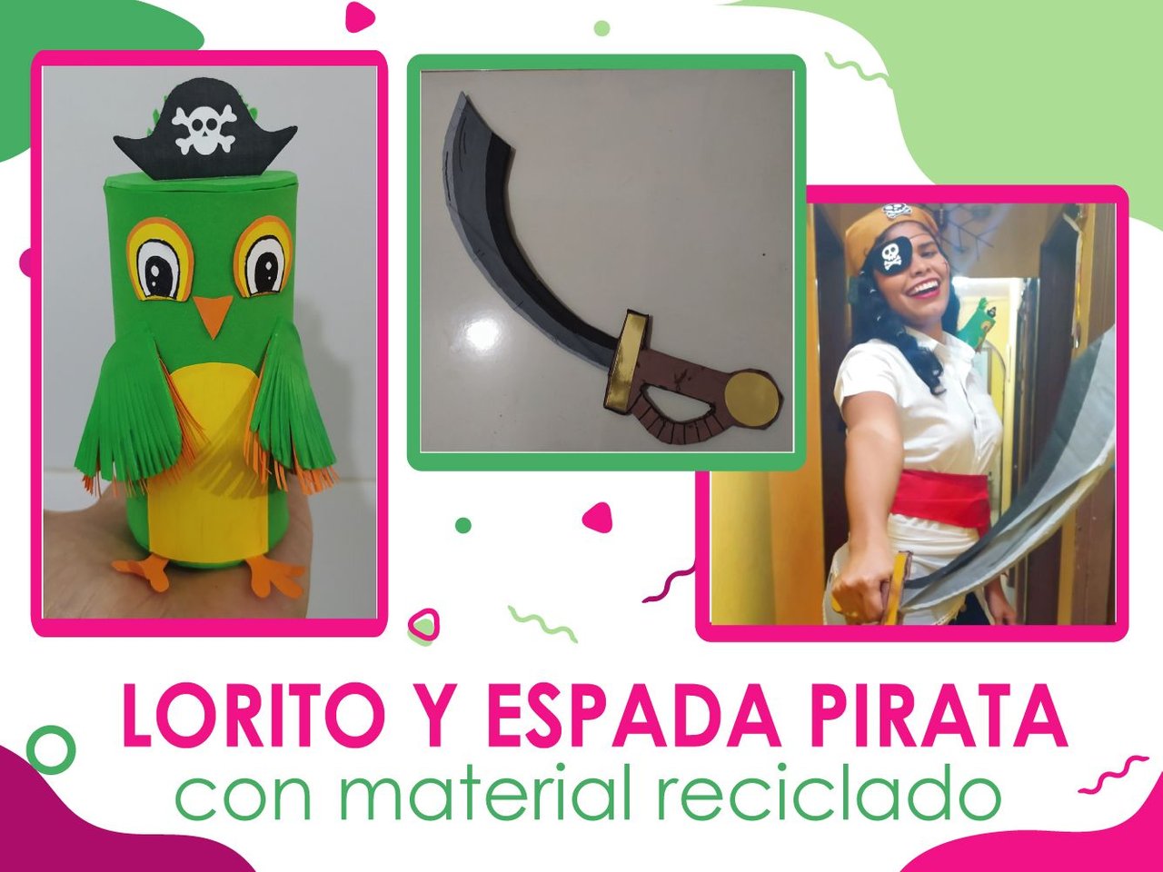 💚 Elaborando loro y espada para disfraz de pirata con material reciclado  💚 Acompáñame!