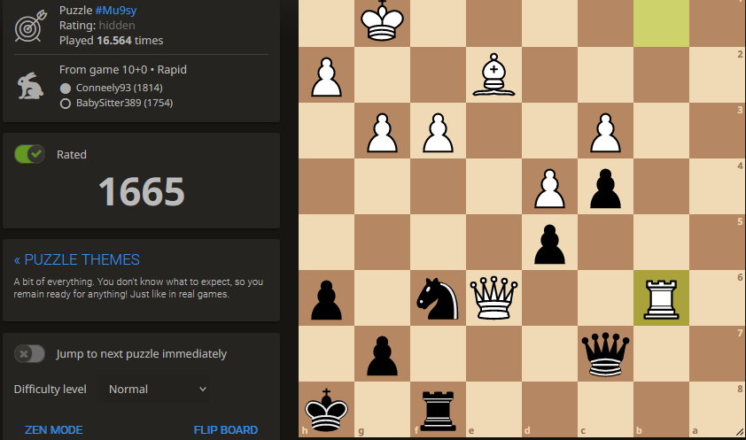 Starting a puzzle routine on Lichess.com