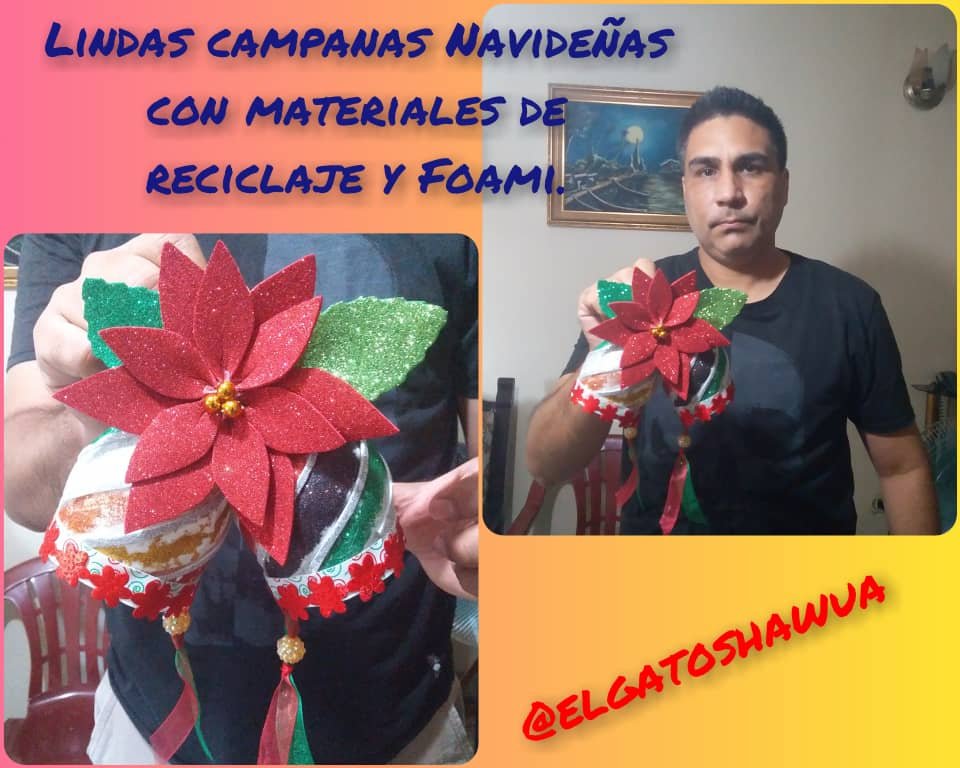 Making beautiful Christmas bells with plastic containers and foamis to  decorate your tree.. Elaboración de lindas campanas navideñas con envases  plásticos y foamis para adornar el arbolito. | PeakD