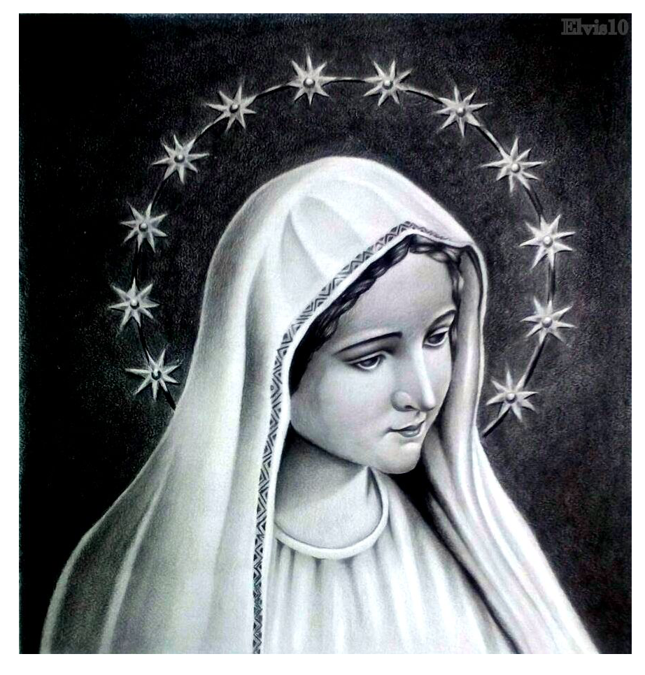 Virgin of 12 stars. Drawing created with graphite pencil ... Virgen de 12  estrellas. Dibujo creado con lápiz de grafito. | PeakD