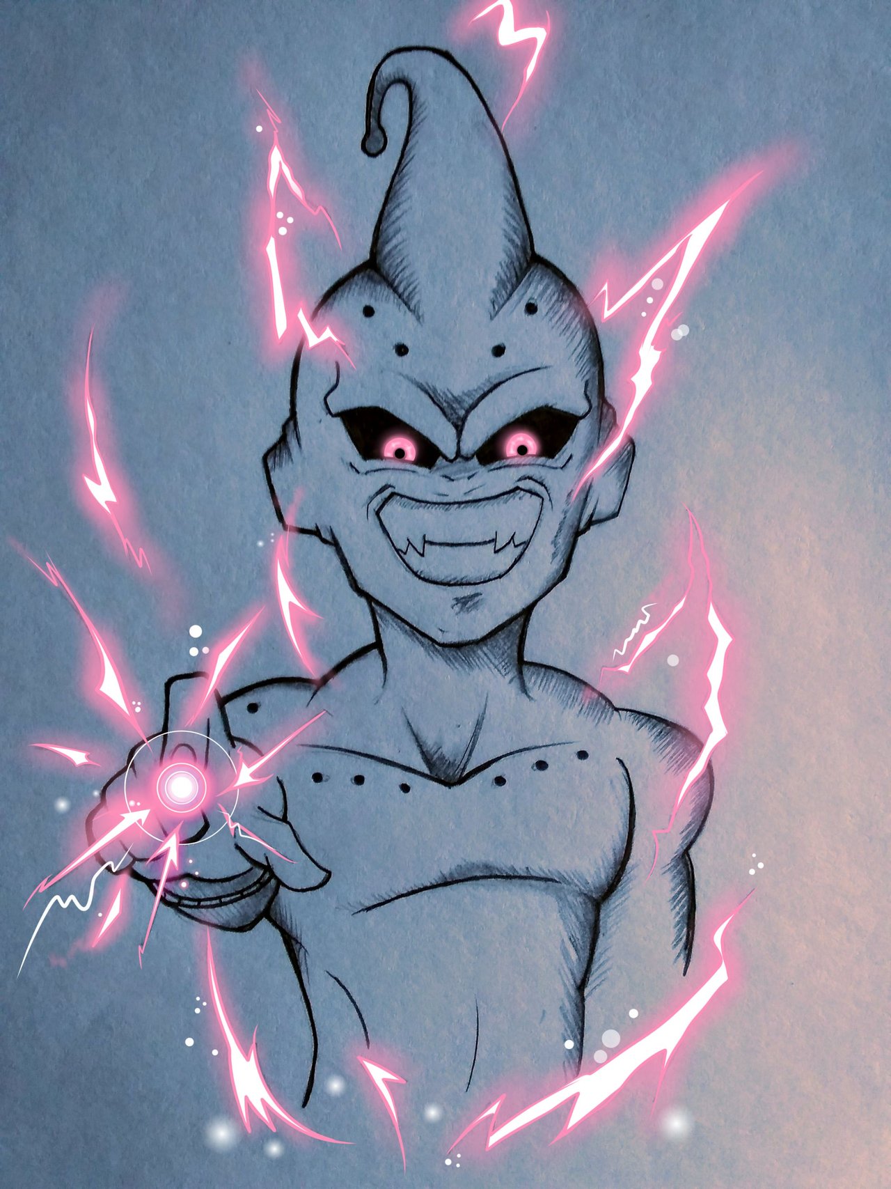 ENG/ESP Arte tradicional/digital: Drawing Majin Boo - Dibujando a Manji Boo  | PeakD