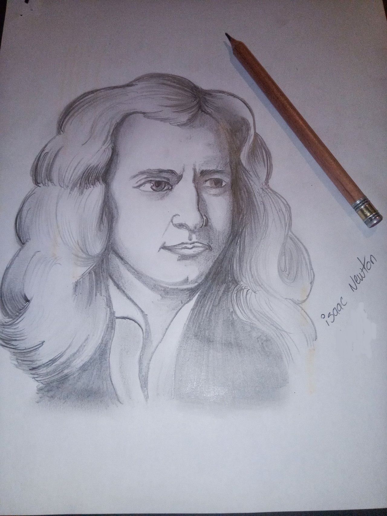 Retrato a lápiz de Isaac Newton! / Isaac Newton pencil portrait! By  @gabrieljr [ESP-ENG] | PeakD