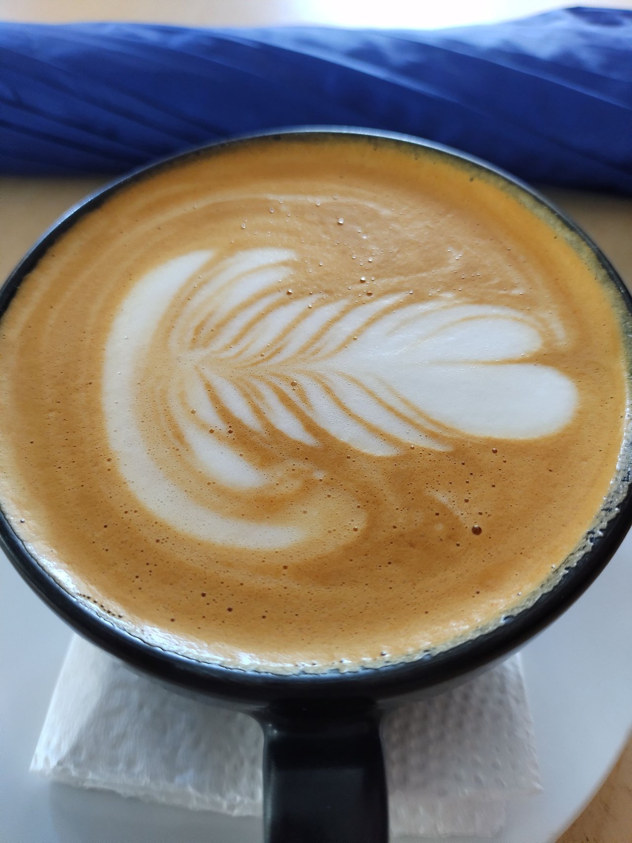 Thinking with a cup of coffee.