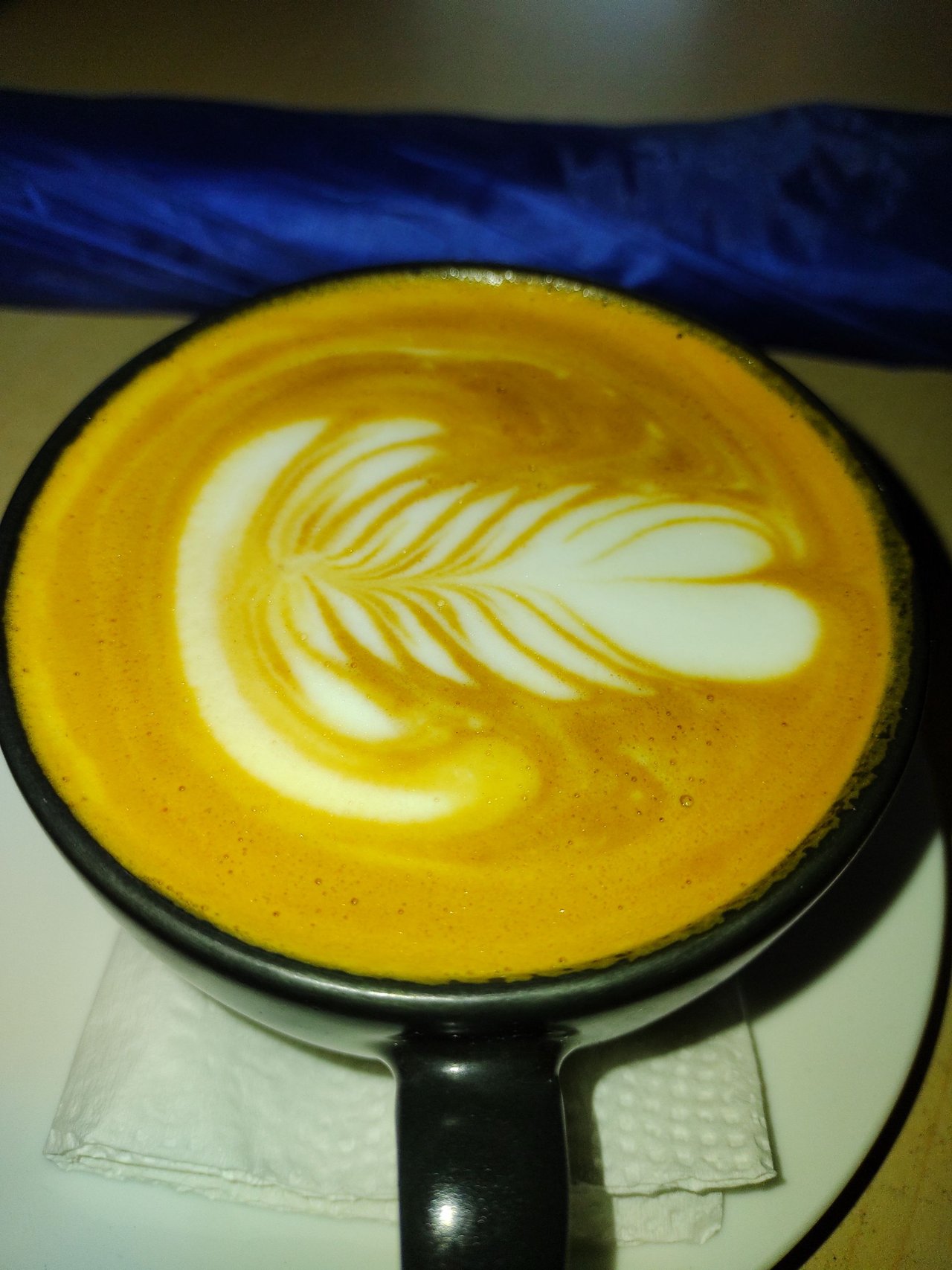 Thinking with a cup of coffee.