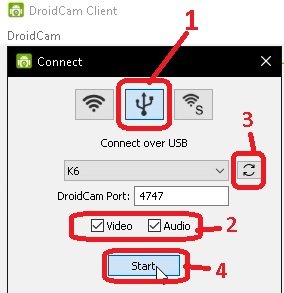 Using Droidcam through the USB port in Windows ENG ESP PeakD