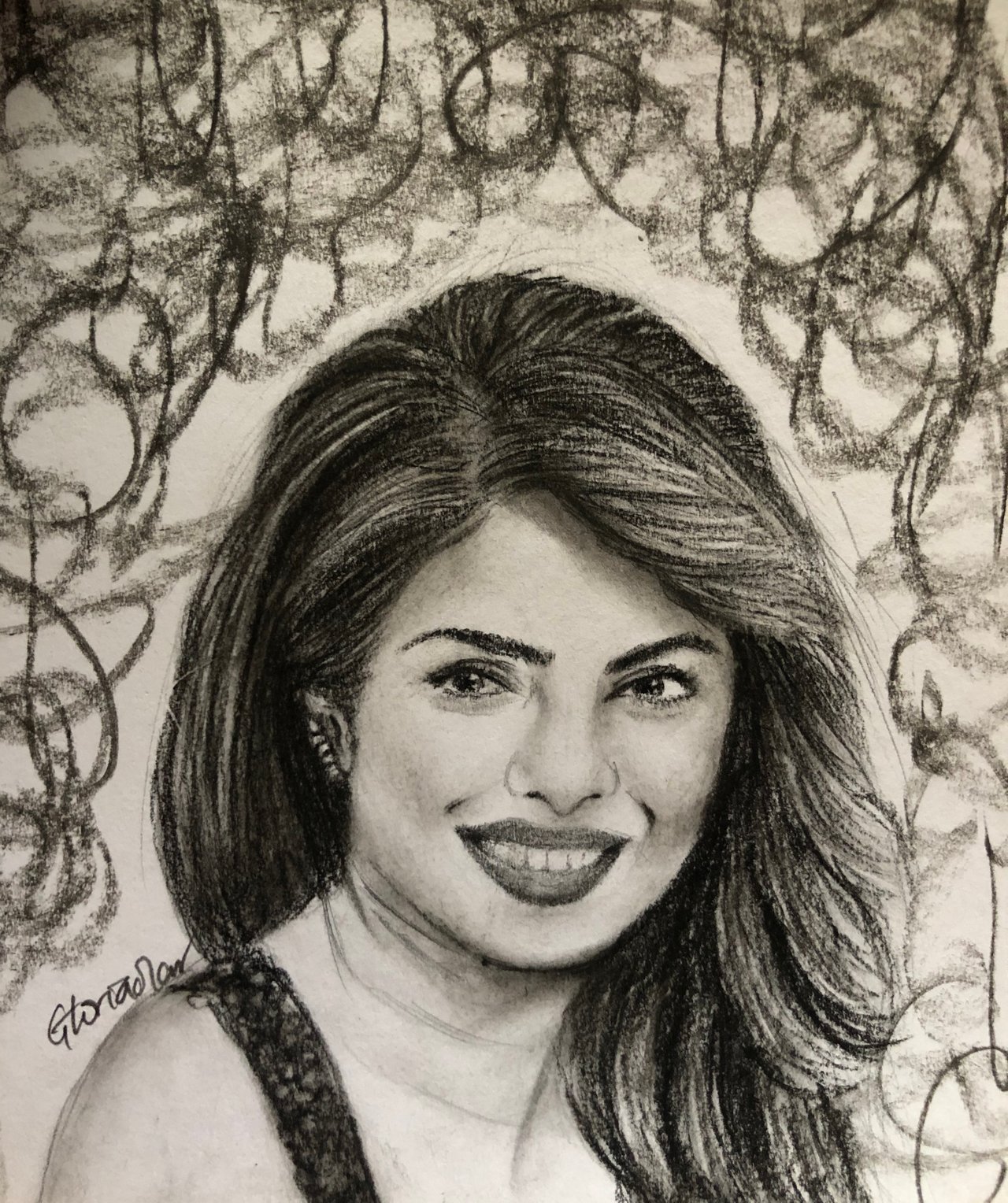 Priyanka Chopra Jones Drawing Realistic Pencil Portrait