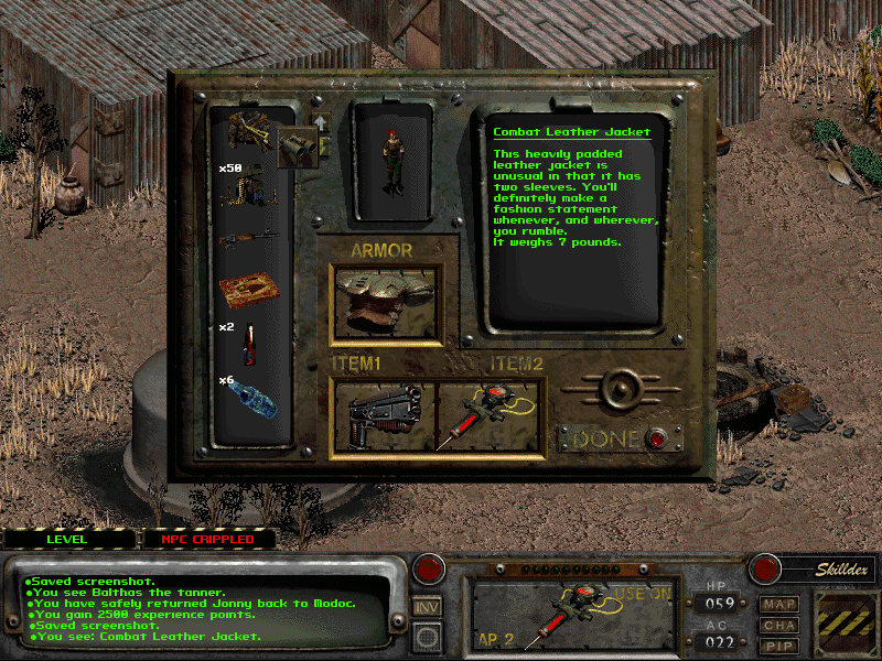 The mod adds to the game combat leather jacket from Fallout 2