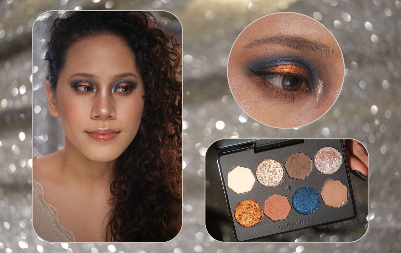 Blue and orange makeup 