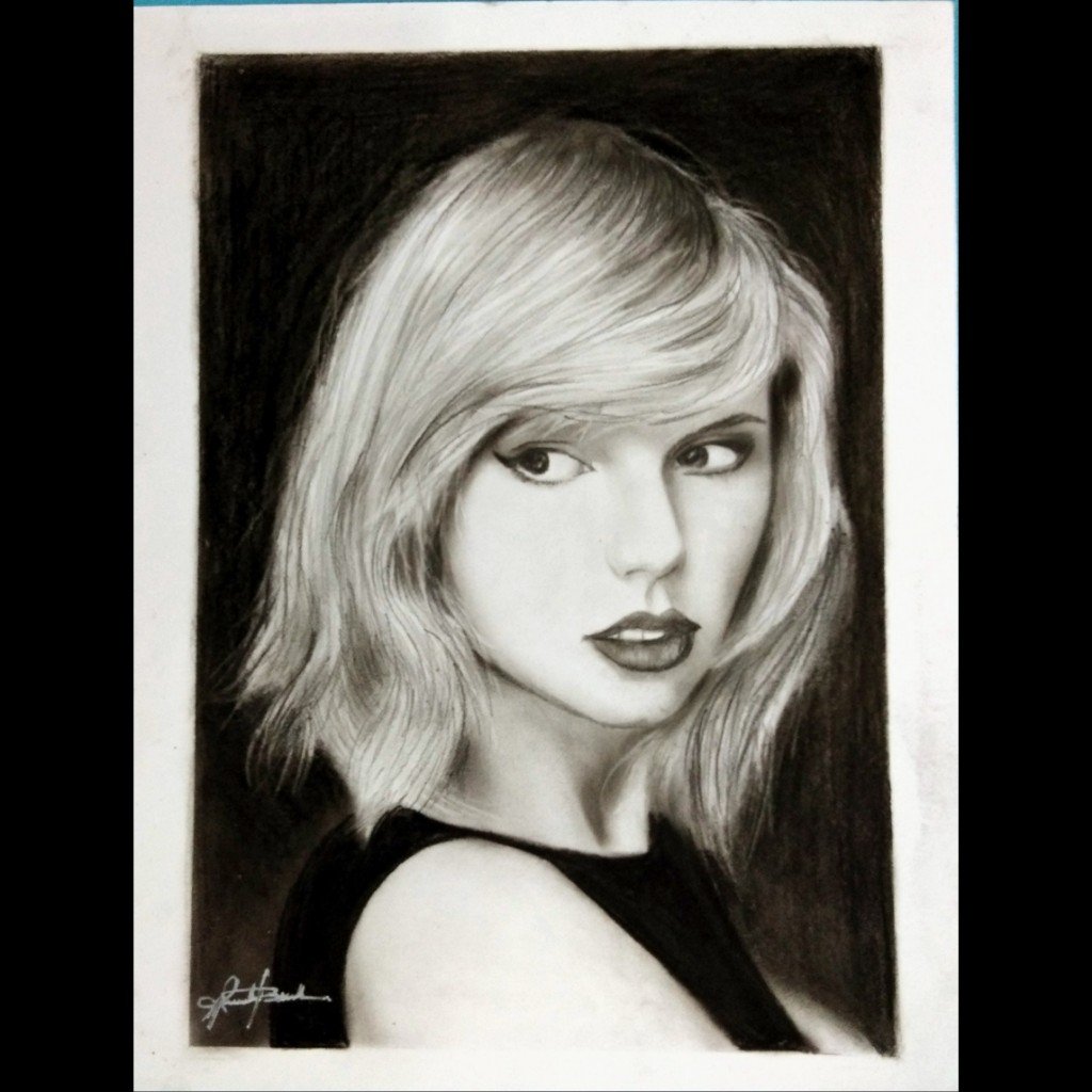 TAYLOR SWIFT/ Drawn using charcoal powder x graphite pencils. : r