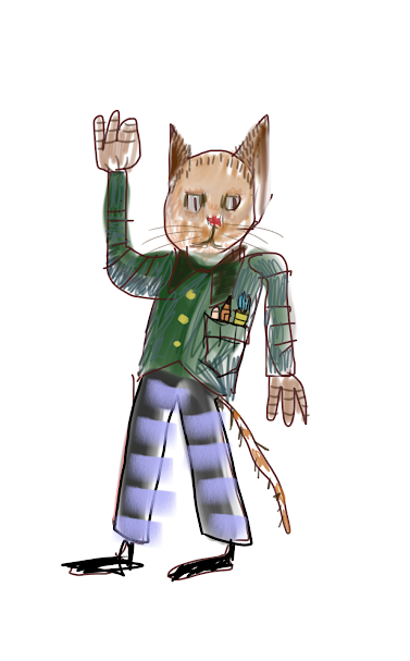 Flannel-Clad Feline Artist