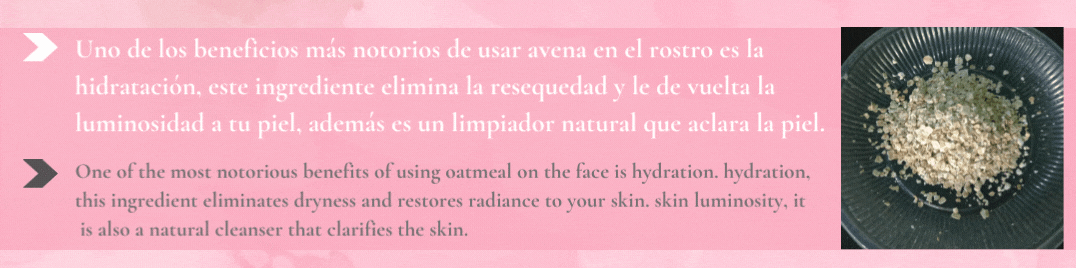 Uno de los beneficios más notorios de usar avena en el rostro es la hidratación, este ingrediente elimina la resequedad y le de vuelta la luminosidad a tu piel, además es un limpiador natural que .gif