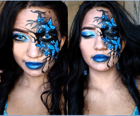 Hermoso maquillaje artístico inspirado es las mariposas azules // Beautiful  makeup artistry inspired by blue butterflies | PeakD
