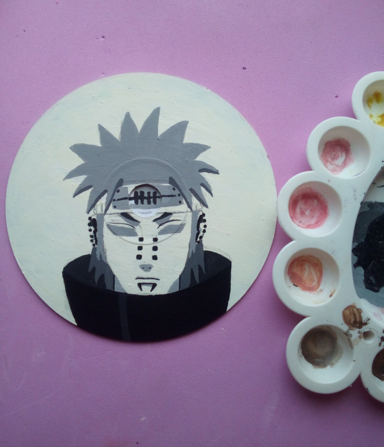 Pintando A Pain De Naruto Sobre Discos De Cds Viejos Painting Pain From Naruto On Old Cd Discs Peakd