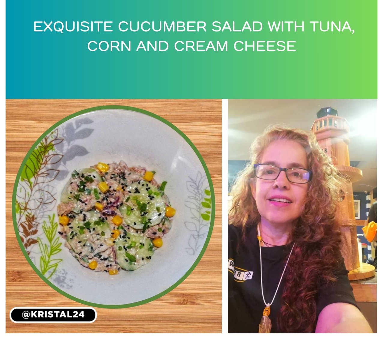 (ENG-ESP) Exquisite cucumber salad with tuna, corn, and cream cheese