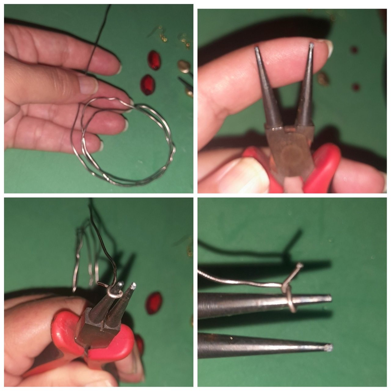 ESP/ENG)tutorial como crear unos lindos zarcillos de anzuelos y piedras  tipo rubíes./(EN/ENG)tutorial on how to make beautiful earrings with hooks  and ruby stones.