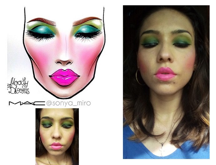Maquillaje en verde con fucsia inspirado en un boceto/ Sketch-inspired green with fuchsia makeup fucsia paso a paso Maquillaje en verde con fucsia inspirado en un boceto/ Sketch-inspired green with fuchsia makeup