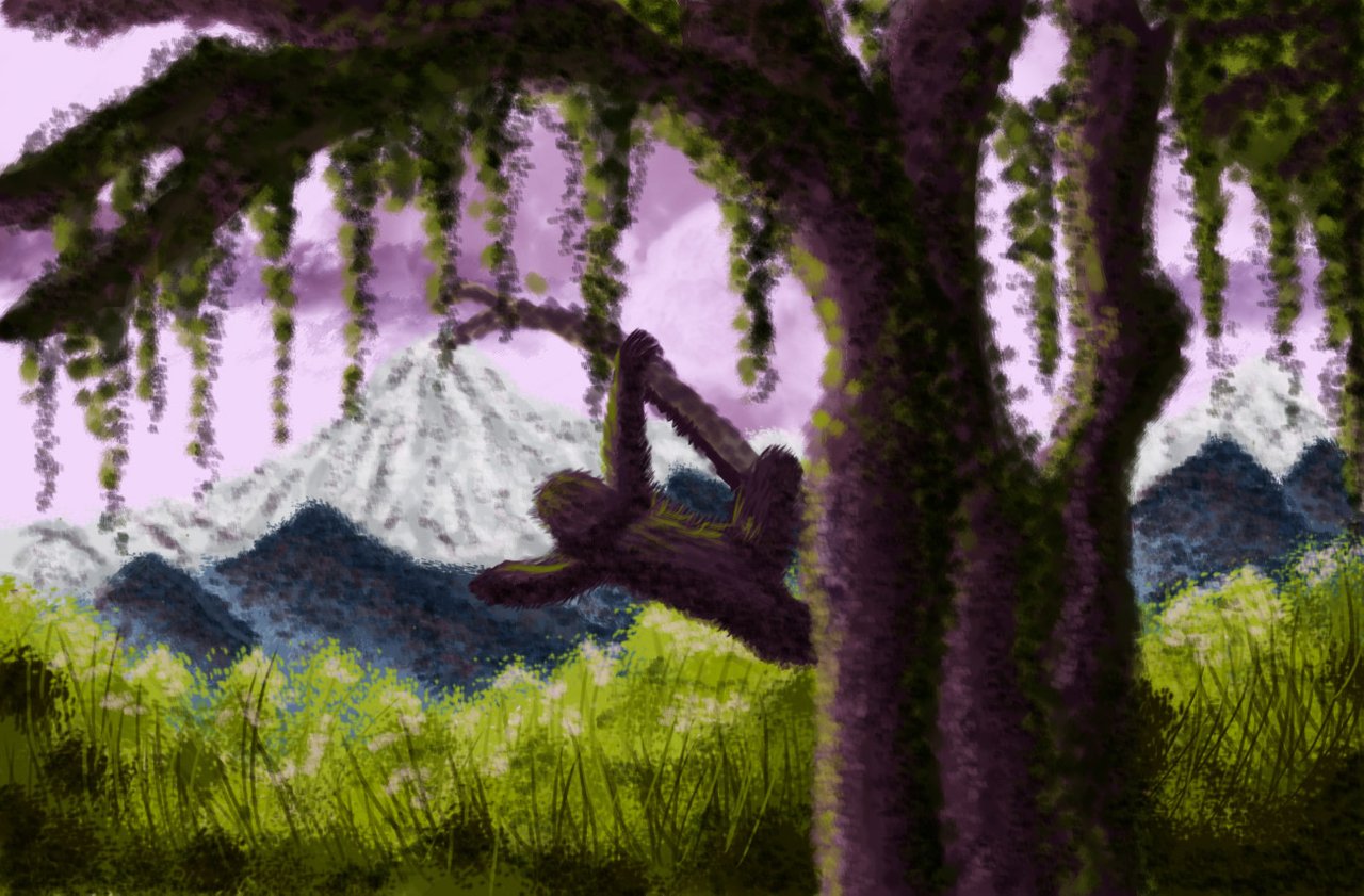 My Digital Painting A Sloth Watching The Landscape Spanish English Peakd