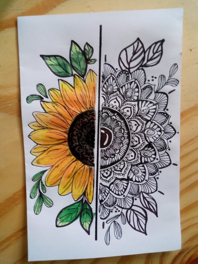 Esp - Eng] Ilustración Girasol con Mandala - Sunflower with Mandala  Illustration | PeakD