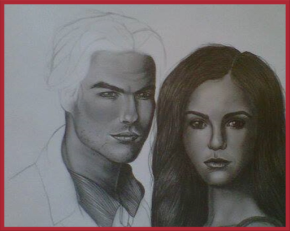 Damon Salvatore e Elena Gilbert  Vampiro dibujo, Páginas para