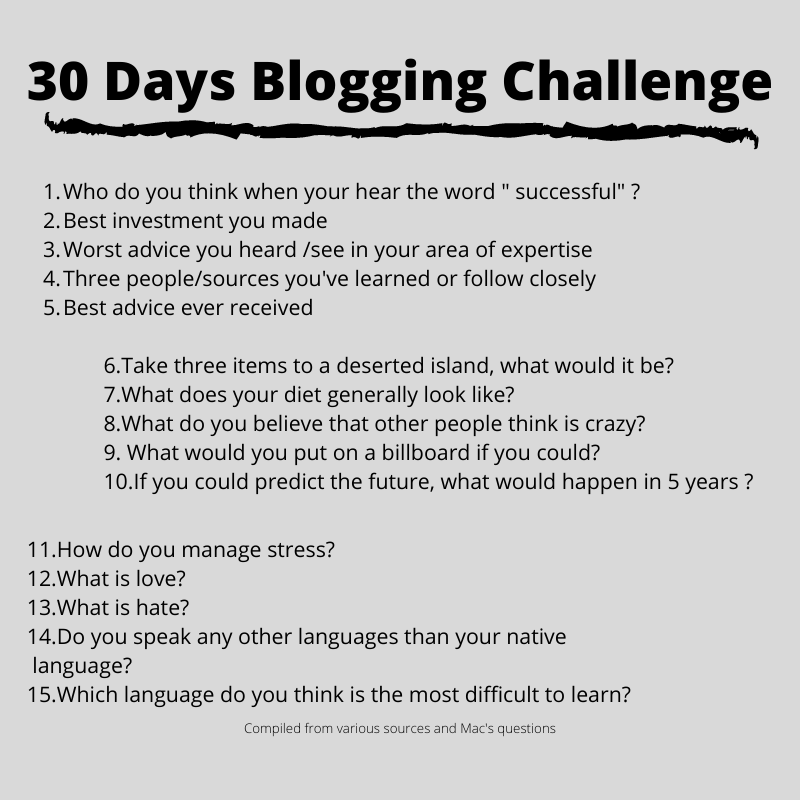 30 Days of Questions