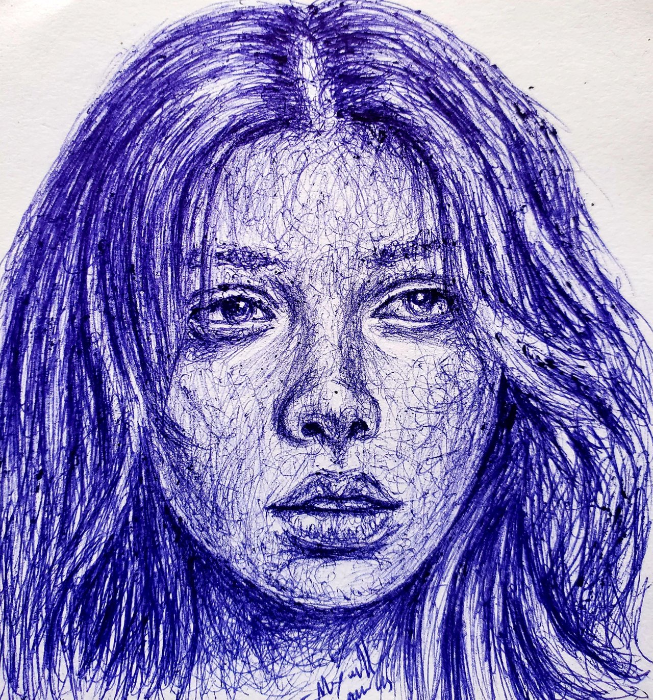 Blue Pen Art  Dessin de visage, Portrait dessin, Dessin noir et blanc