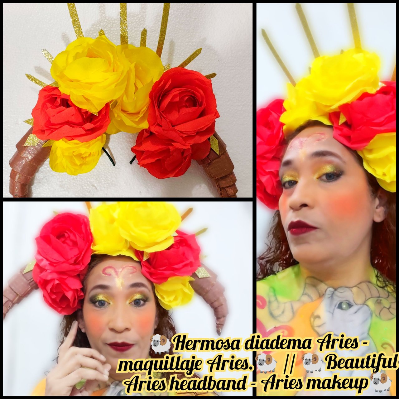 [Esp-Eng].- 🐏Hermosa diadema Aries-maquillaje Aries.🐏 // 🐏Beautiful headband Aries-makeup Aries.🐏