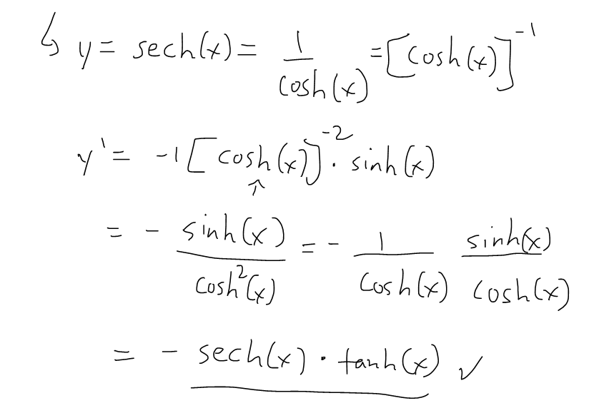 Derivatives of hyperbolic trigonometry sech x peakd