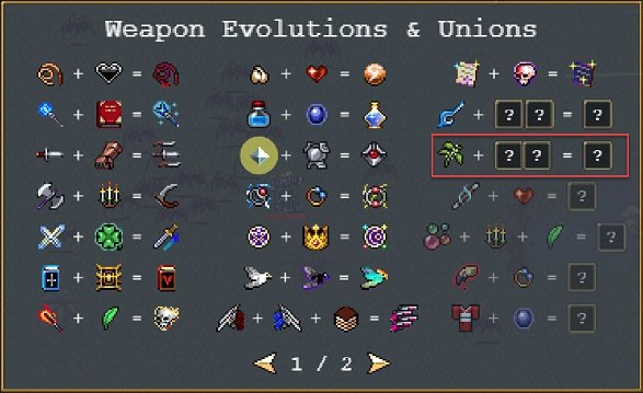 Vampire Survivors weapon evolutions