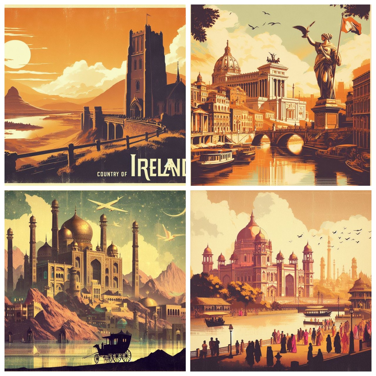 Ai Generated Vintage Posters, Midjourney Prompt for Travel Posters